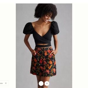 Farm Rio Women’s XS. Floral Bird Print Cordoury Mini Skirt